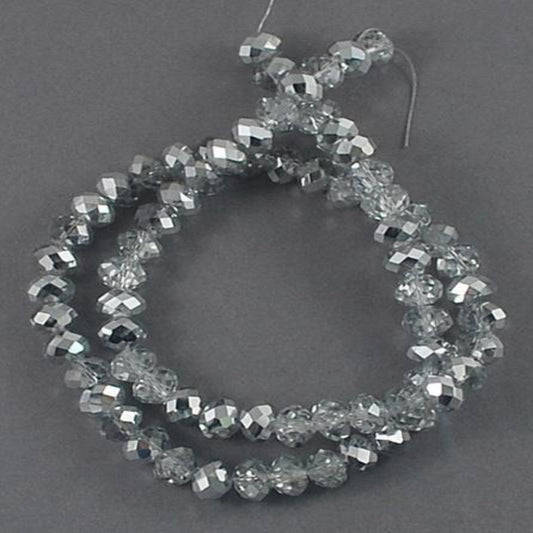Chinese Crystal Beads Rondelle Shape 8mm X 6mm Silver & Clear - Krafts and Beads