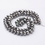 Chinese Crystal Beads Rondelle Shape 10mm X 7mm Silver Metallic Beads