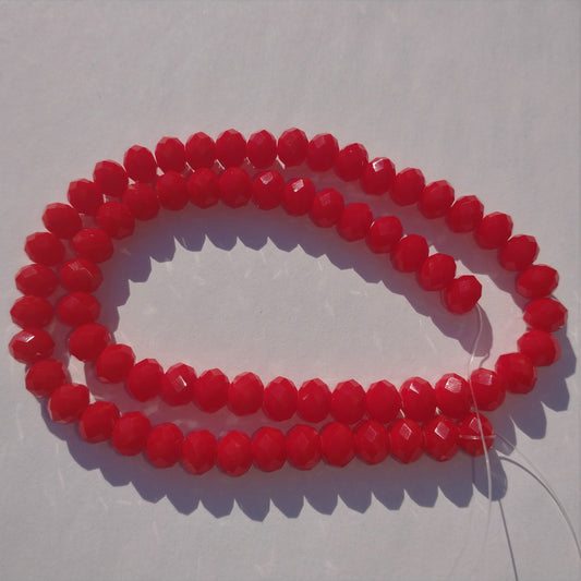 Chinese Crystal Beads Rondelle Shape 8mm X 6mm Opaque Red