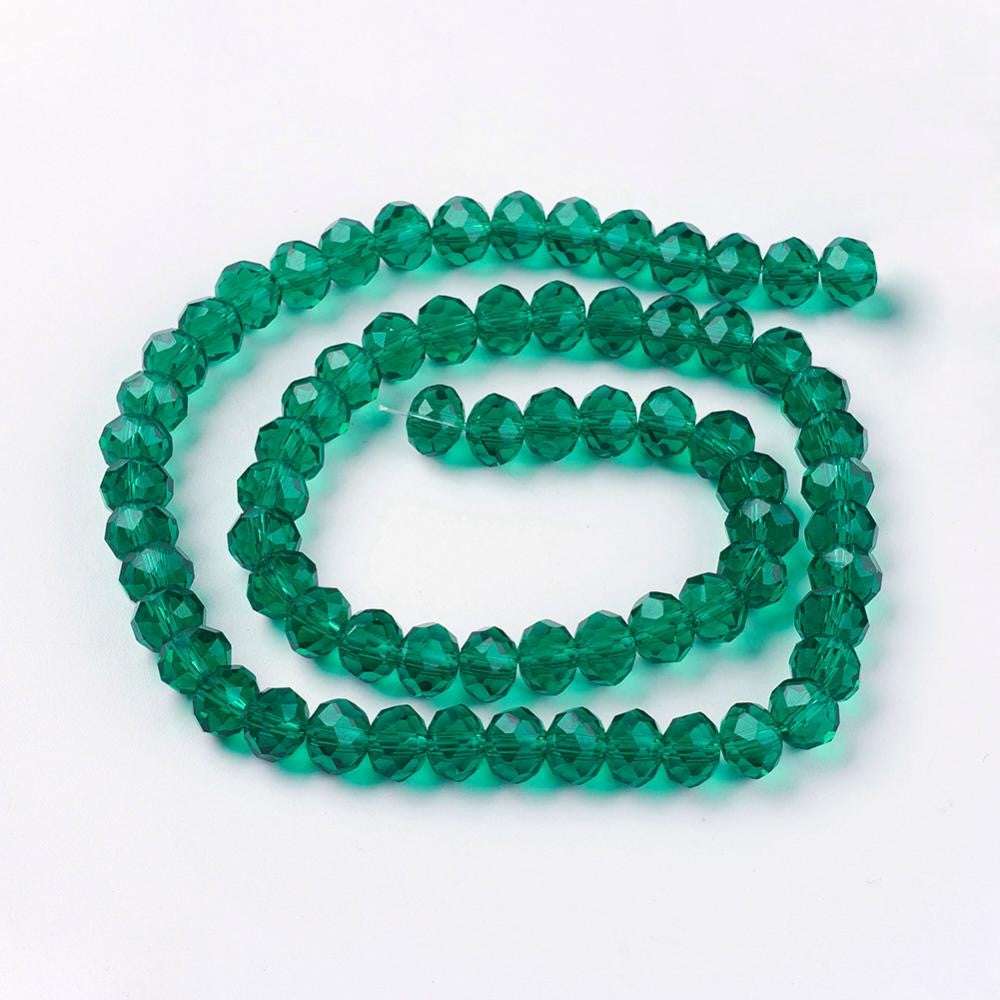 Chinese Crystal Beads Rondelle Shape 8mm X 6mm Color Dark Green