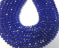 Chinese Crystal Beads Rondelle Shape 8mm X 6mm Color Cobalt Blue AB - Krafts and Beads