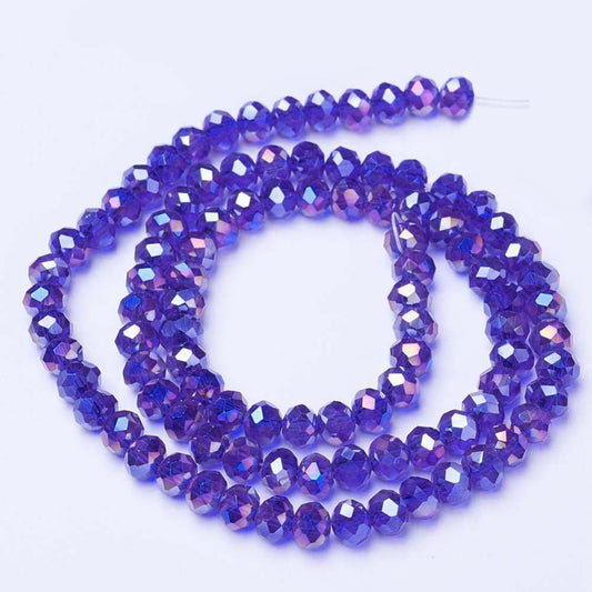 Chinese Crystal Beads Rondelle Shape 6mm X 4mm Color Cobalt Blue Multi-Colored AB