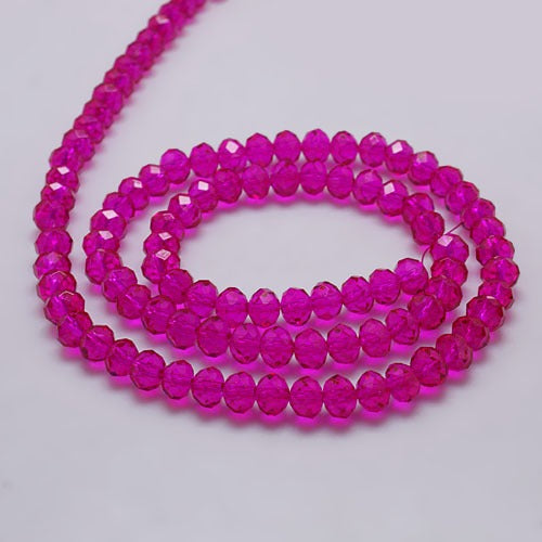 Chinese Crystal Beads Rondelle Shape 4mm X 3mm Color Dark Pink Beads