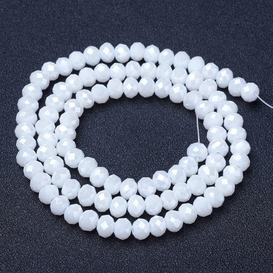 Chinese Crystal Beads Rondelle Shape 10mm X 7mm Jade Pearl White AB Beads