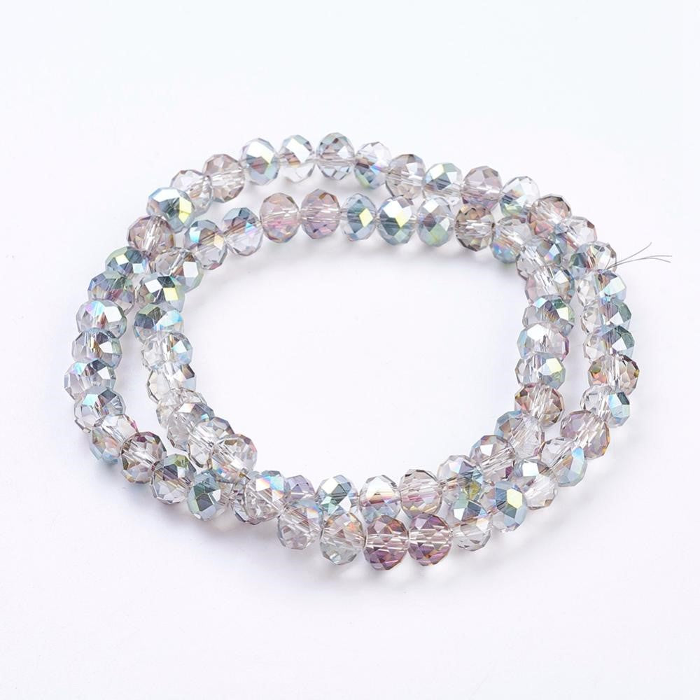Chinese Crystal Beads Rondelle Shape 8mm X 6mm Multi-Colors with Green Plating