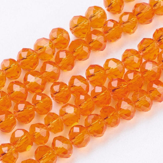 Chinese Crystal Beads Rondelle Shape 8mm X 6mm Orange 68 Beads with a Light Sheen