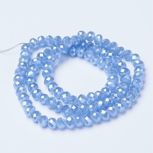 Chinese Crystal Beads Rondelle Shape 8mm X 6mm Jade Lavender Blue AB