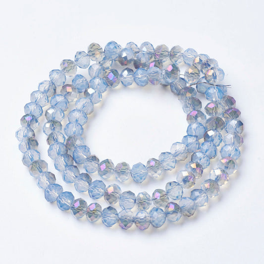 Chinese Crystal Beads Rondelle Shape 6mm X 4mm Blue with Purple Plating