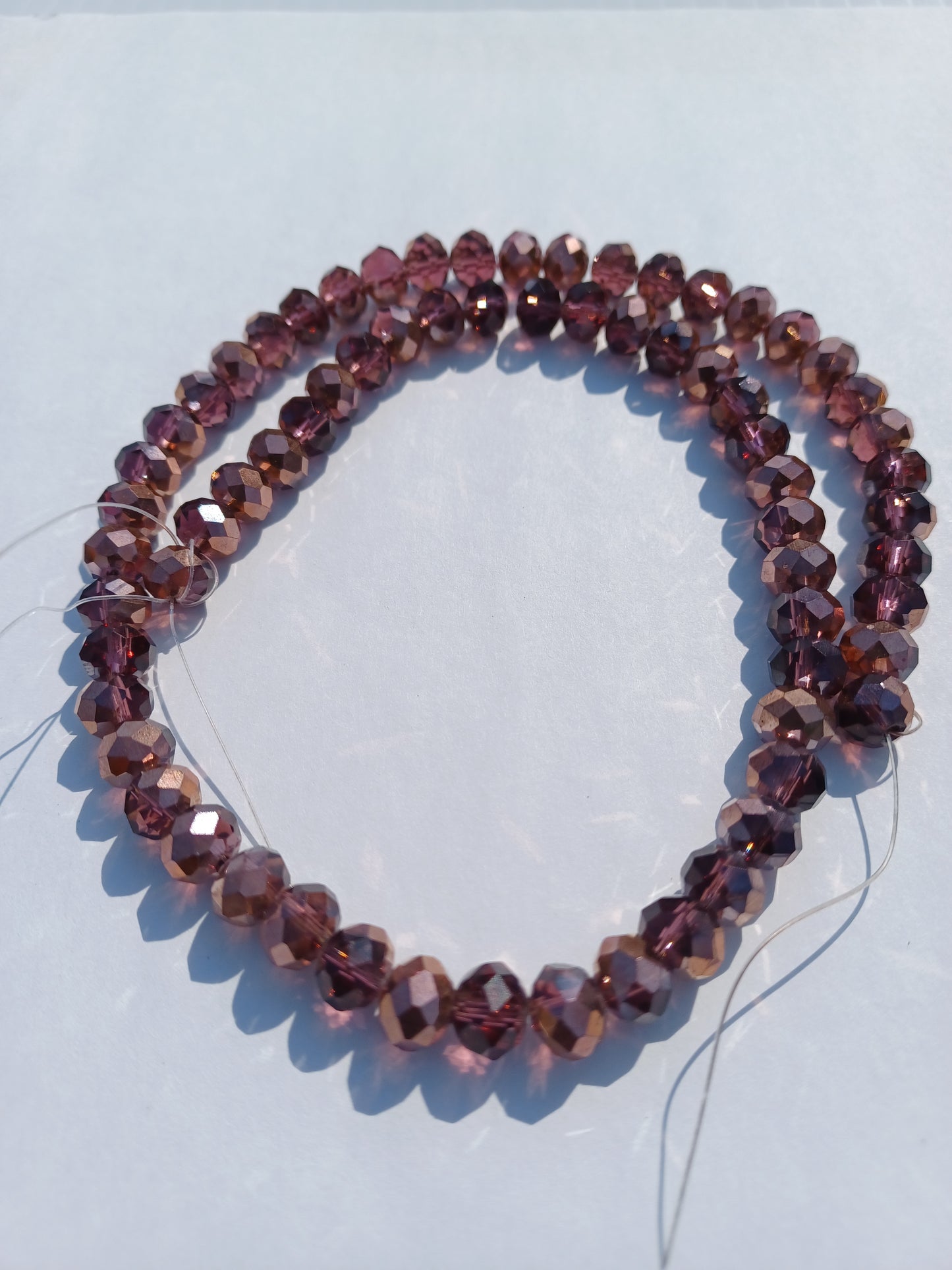 Chinese Crystal Beads Rondelle Shape, 8mm X 6mm Amethyst with Rose Gold Plating