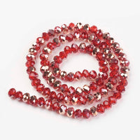 Chinese Crystal Beads Rondelle Shape, Red & Copper Plated 6mm X 4mm