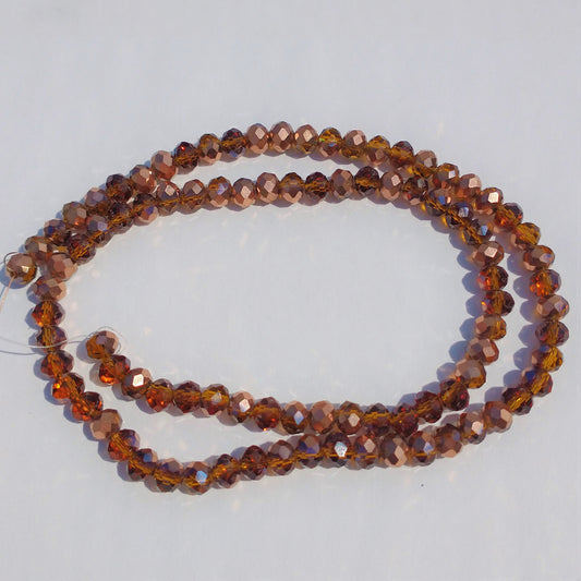 Chinese Crystal Rondelle Beads 6mm X 4mm Golden Brown & Copper Plating