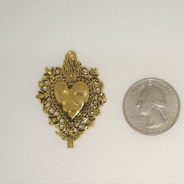 Sacred Heart Charms or Pendants (2 Pieces)
