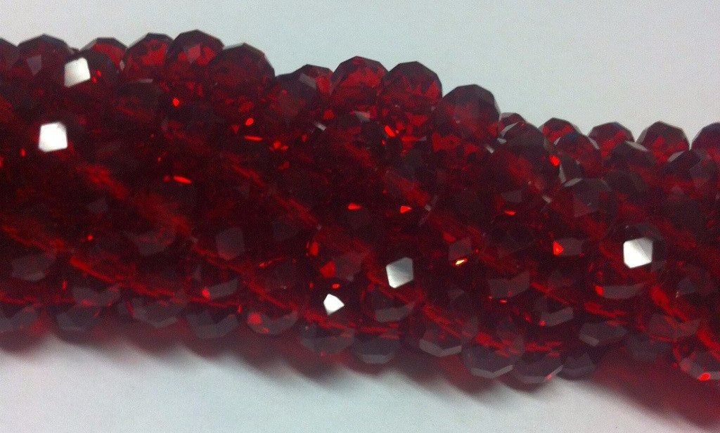 Chinese Crystal Beads Rondelle Shape 8mm X 6mm Dark Red