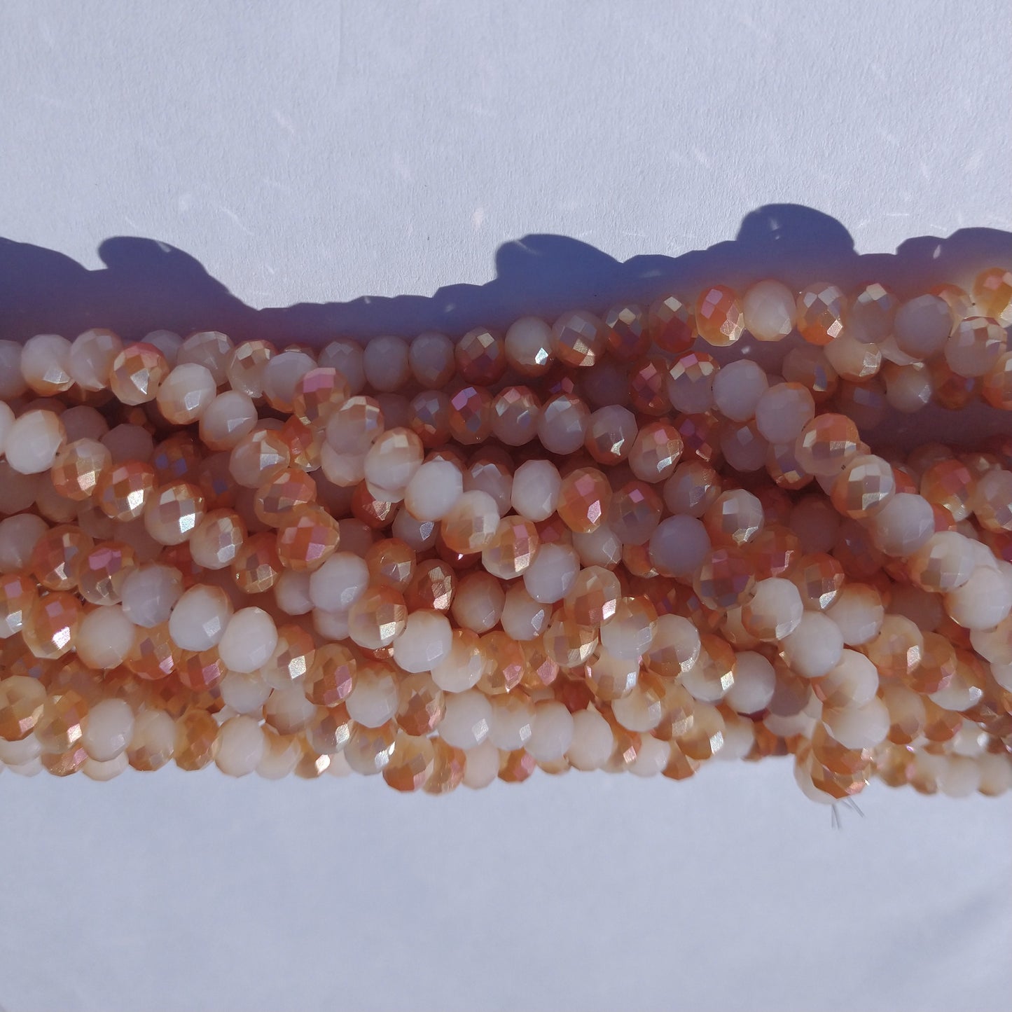 Chinese Crystal Beads Rondelle Shape 6mm X 4mm Jade White & Metallic Plating
