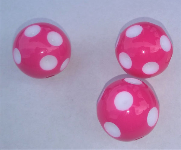 Acrylic Polka dot Bead Hot Pink Color 20mm - Krafts and Beads