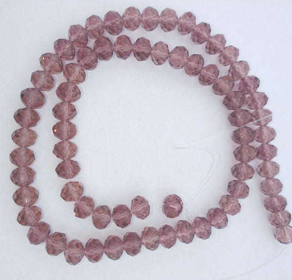 Chinese Crystal Beads Rondelle Shape 8mm X 6mm, 68 Beads Light Amethyst