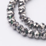 Chinese Crystal Beads Rondelle Shape 8mm X 6mm Silver Metallic 68 Beads