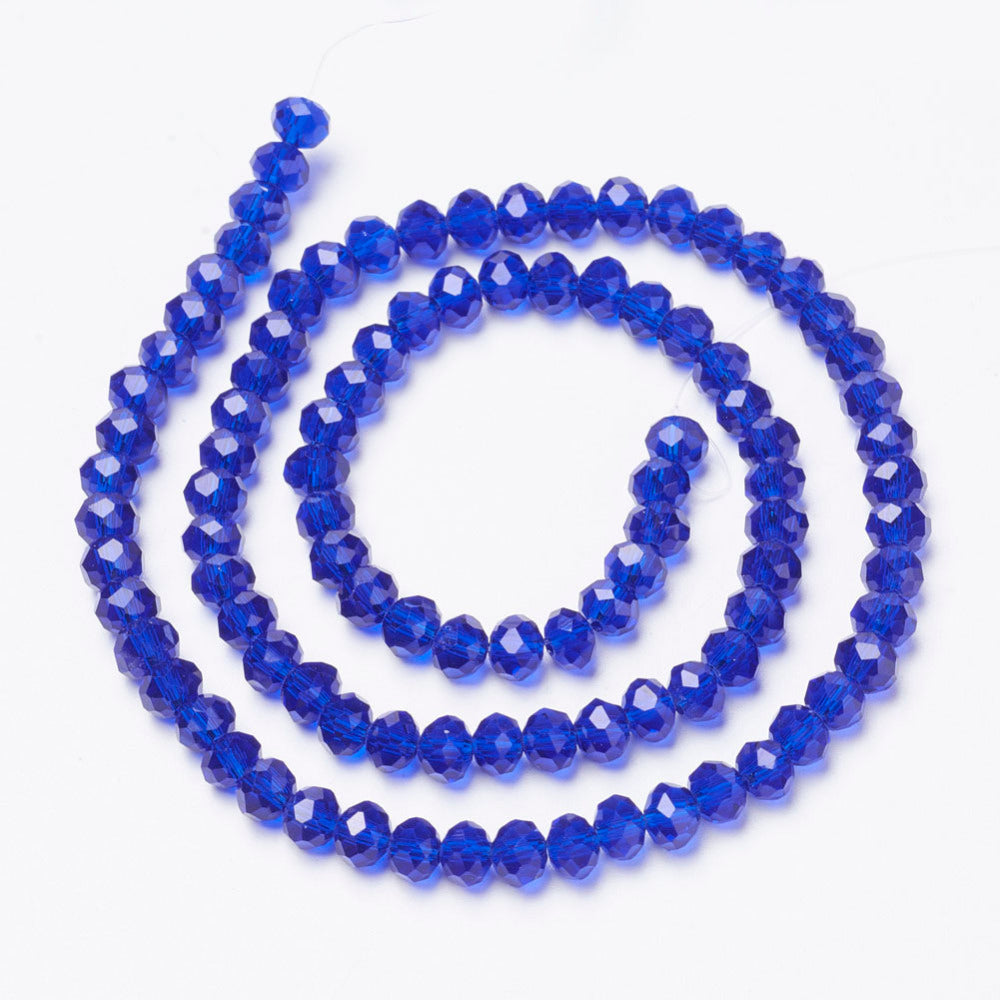 Chinese Crystal Beads Rondelle Shape 8mm X 6mm Color Cobalt Blue