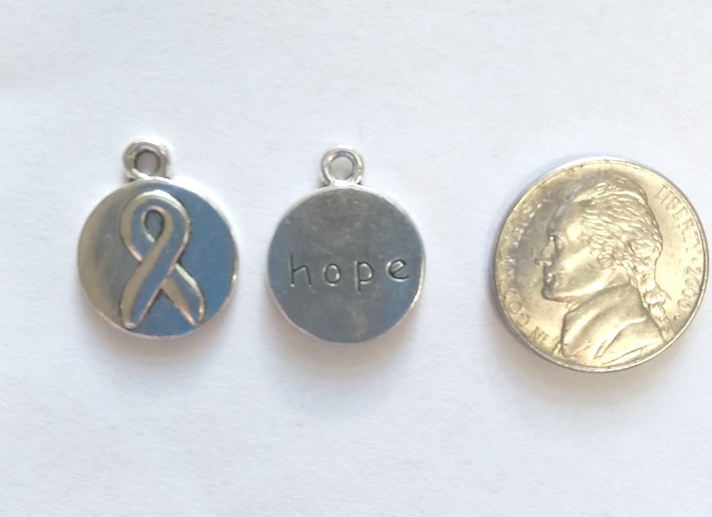 Breast Cancer Round Hope Charms ( 6 Pieces) - Krafts and Beads