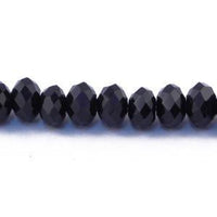 Chinese Crystal Beads Rondelle Shape, 100 BEADS Color Jet Black (6mm X 4mm) - Krafts and Beads