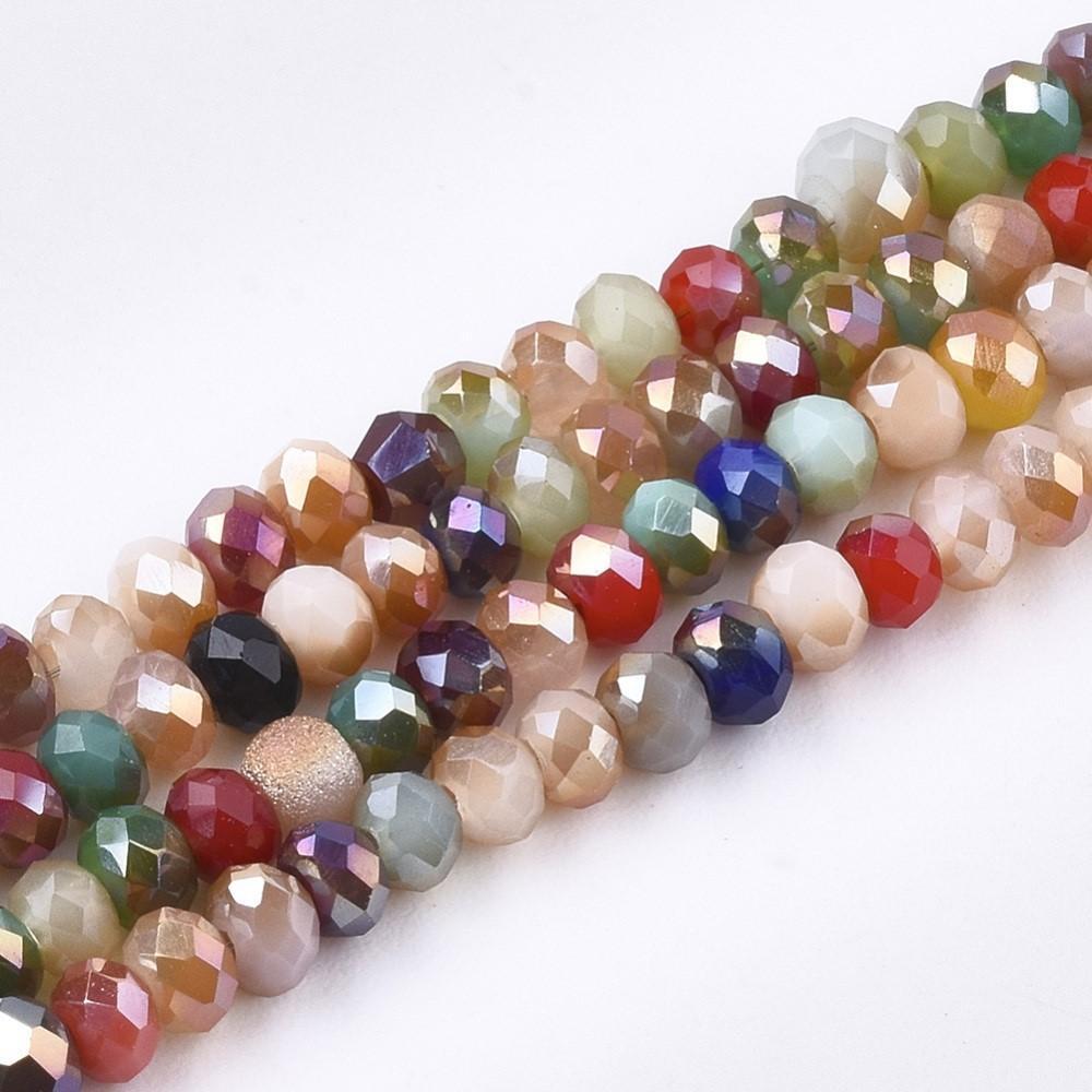 Chinese Crystal Beads Rondelle Shape 3mm X 2mm Jade Multi-Colors - Krafts and Beads
