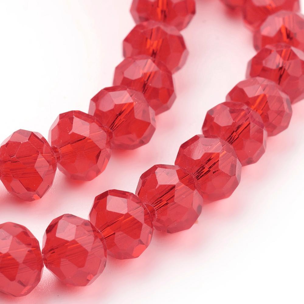 4mm Dark Red Crystal Beads, Faceted Rondelle Crystal Glass Beads / CB4-37
