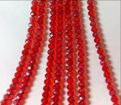 Chinese Crystal Beads Rondelle Shape 6mm X 4mm Color Red 98 Beads - Krafts and Beads
