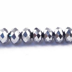 Chinese Crystal Beads Rondelle Shape 6mm X 4mm Color Silver Metallic 95 Beads - Krafts and Beads
