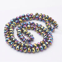 Chinese Crystal Beads Rondelle Shape 6mm X 4mm Metallic Multi-Colored - Krafts and Beads