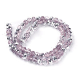 Chinese Crystal Beads Rondelle Shape 6mm X 4mm Pink & Silver 100 Beads - Krafts and Beads