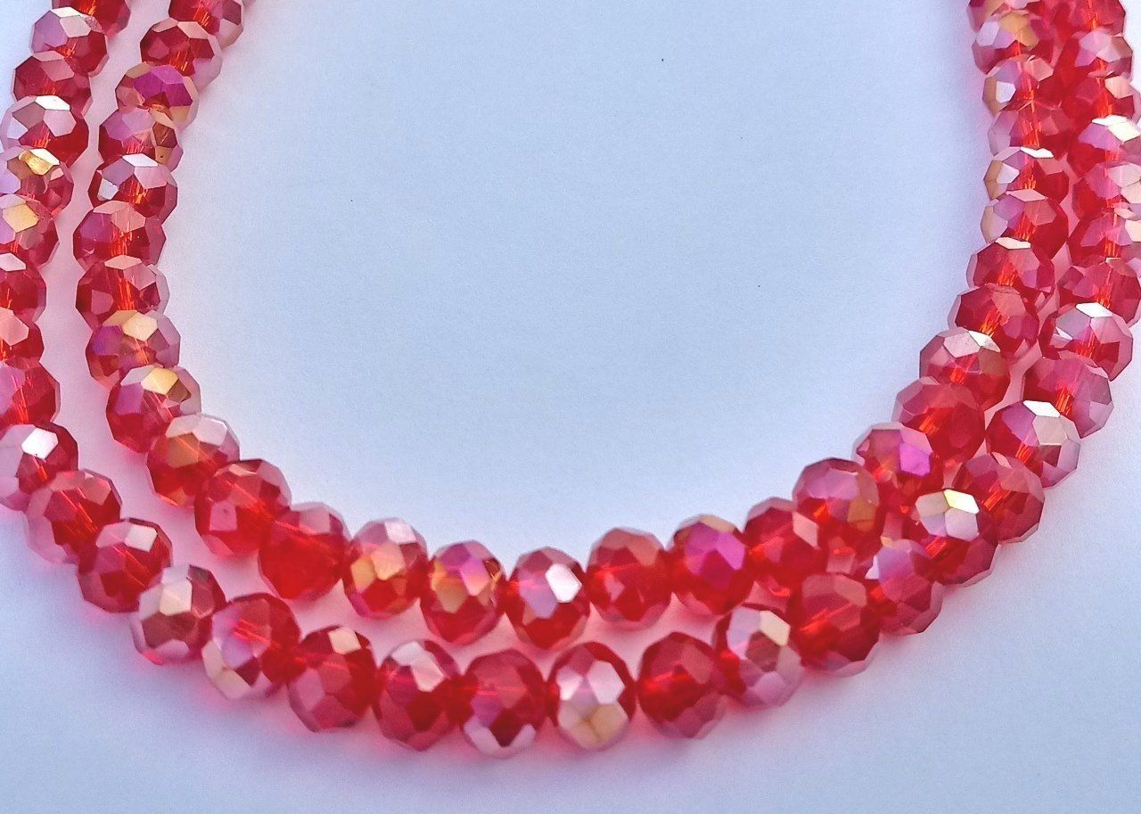 Chinese Crystal Beads Rondelle Shape 6mm X 4mm Red AB 100 Beads - Krafts and Beads