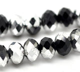 Chinese Crystal Beads Rondelle Shape 8mm X 6mm Black & Silver 70 Beads - Krafts and Beads