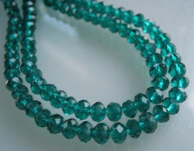 Chinese Crystal Beads Rondelle Shape 8mm X 6mm Color Bluish Green - Krafts and Beads