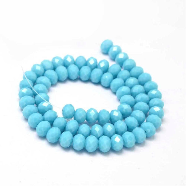 Chinese Crystal Beads Rondelle Shape 8mm X 6mm Color Jade Baby Blue - Krafts and Beads