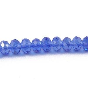 Chinese Crystal Beads Rondelle Shape 8mm X 6mm Color Sapphire with Light Sheen - Krafts and Beads