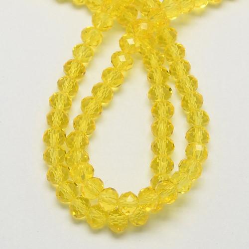 Chinese Crystal Beads Rondelle Shape 8mm X 6mm, Color Yellow - Krafts and Beads