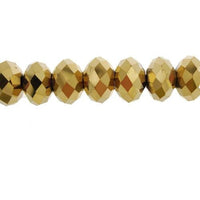 Chinese Crystal Beads Rondelle Shape 8mm X 6mm Gold Metallic - Krafts and Beads