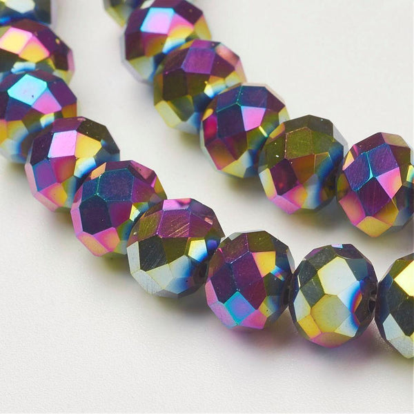 Chinese Crystal Beads Rondelle Shape 8mm X 6mm Metallic Multi-Colored - Krafts and Beads