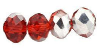 Chinese Crystal Beads Rondelle Shape 8mm X 6mm Red & Silver - Krafts and Beads