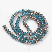 Chinese Crystal Beads Rondelle Shape, Blue & Copper Plated - Krafts and Beads