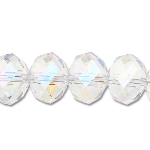 Chinese Crystal Beads Rondelle Shape, Color Crystal AB 70 Beads 8mmX6mm - Krafts and Beads