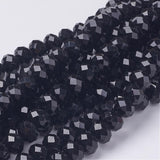 Chinese Crystal Beads Rondelle Shape, Color Jet Black (8mmX6mm) - Krafts and Beads