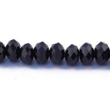 Chinese Crystal Beads Rondelle Shape, Color Jet Black (8mmX6mm) - Krafts and Beads
