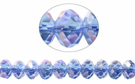 Chinese Crystal Rondelle Shape 6mm X 4mm Color Lt. Sapphire AB 100 Beads - Krafts and Beads