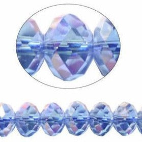 Chinese Crystal Rondelle Shape 8mm X 6mm Color Lt. Sapphire AB 68 Beads - Krafts and Beads
