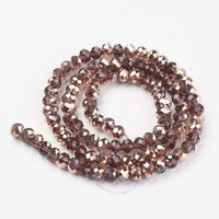 Chinese Crystal Beads Rondelle Shape, Brown with Copper Plating