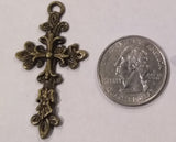 Cross Pewter Pendant Brown/Bronze (5 Pieces) - Krafts and Beads