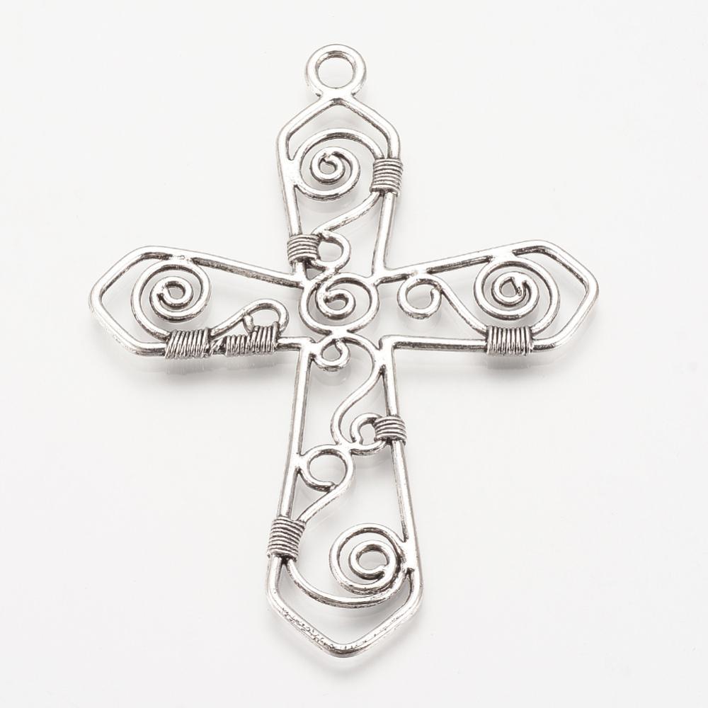 Cross Pewter Pendant Silver (1 Piece) - Krafts and Beads