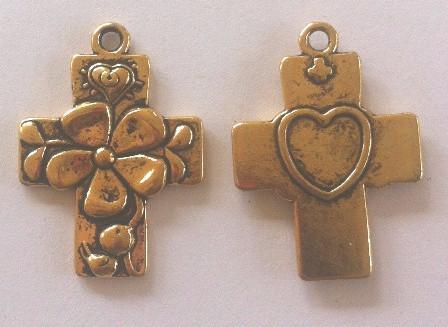 Cross with Flower (4 Pieces) Gold - Krafts and Beads