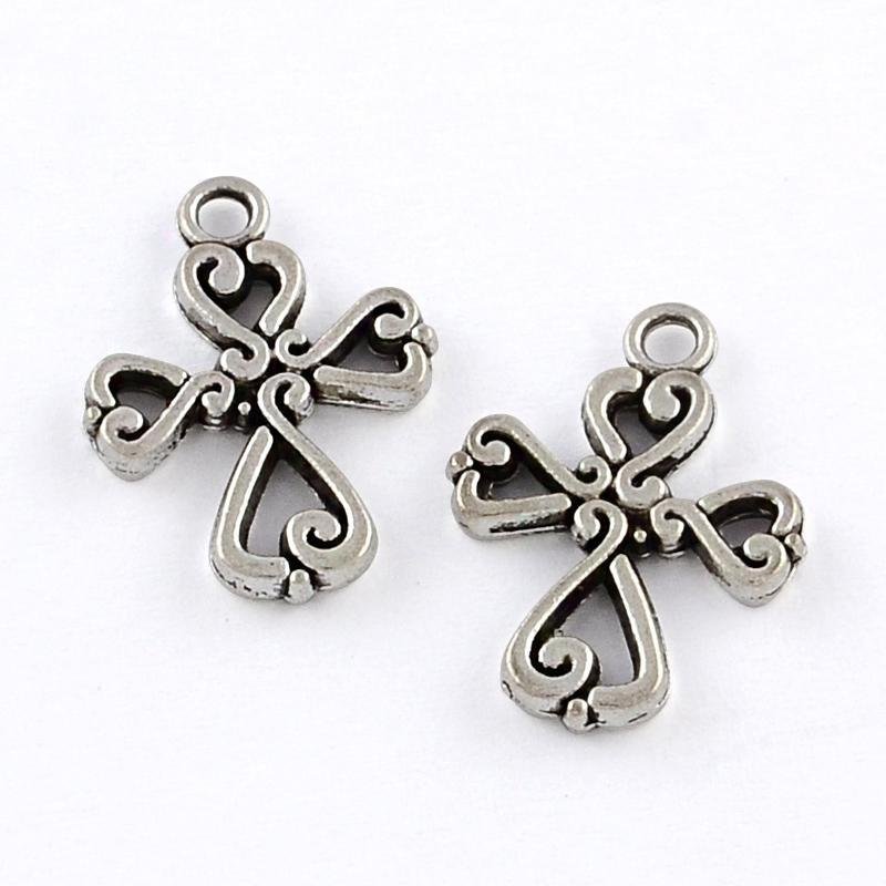 Crosses Pewter Antique Silver (15 Pieces) - Krafts and Beads
